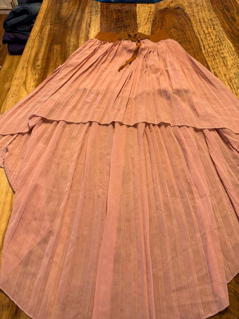 BB Couture Pink Pleated Chiffon High-Low Maxi Skirt boho festival western